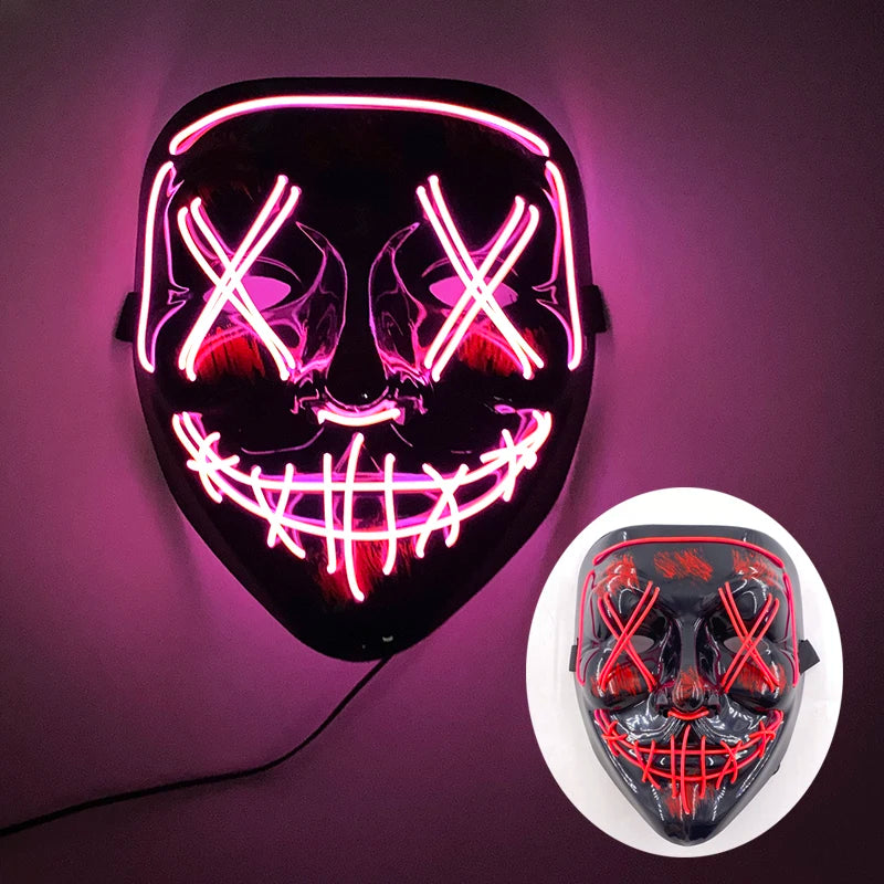 Festival Animal Light up Ball Mask Halloween Party LED Glowing Pink Bear Mask Cosplay Masquerade Luminous Mask Costume Decor