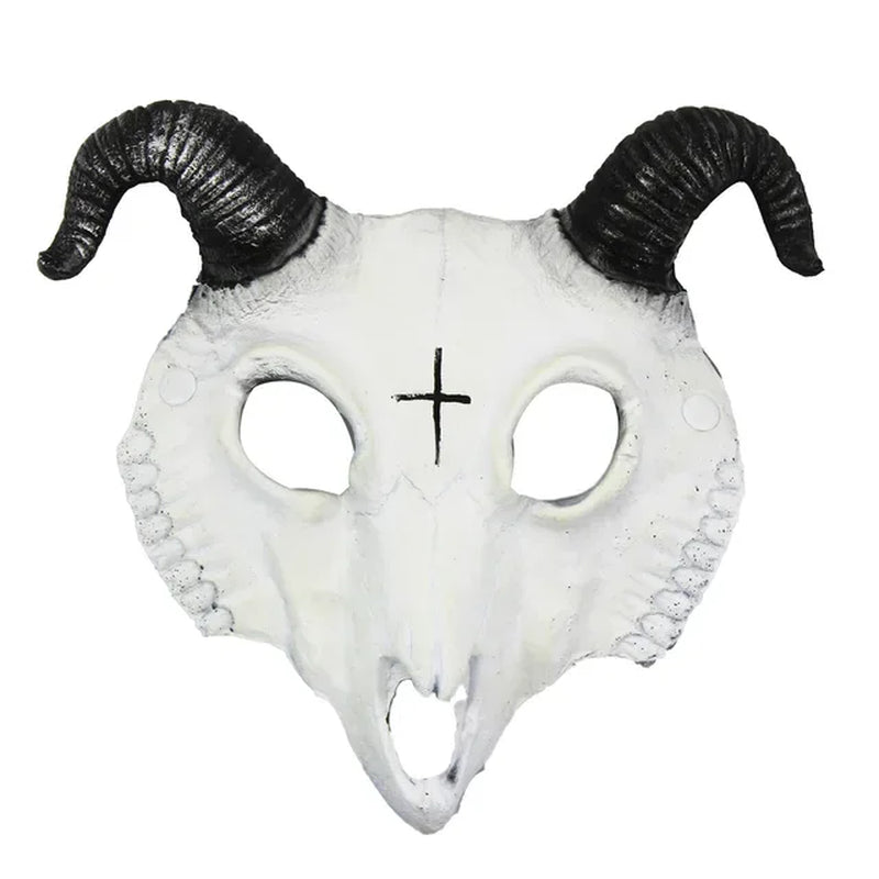 Demon Mask Halloween Masquerade Horror Sheep Skull Horn Head Mask Ram Horn Goat Skull Mask Halloween Party Cosplay Costume Decor