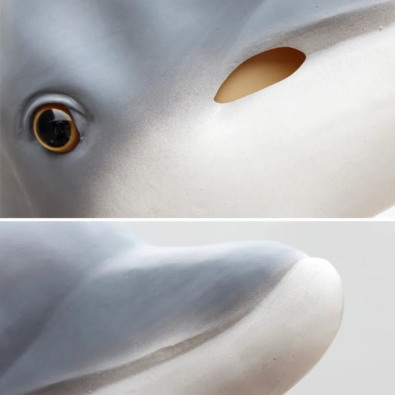 Dolphin Fish Head Mask Latex Fancy Party Cosplay Animal Full Face Mask Halloween Christmas Birthday Masquerade Prop Costumes