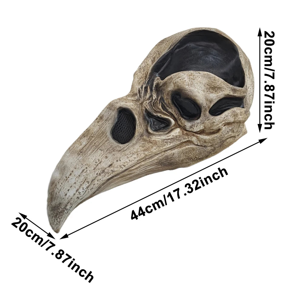 Crow Skull Adult Latex Mask Halloween Fancy Dress Party Horror Mummy Khonshu Skeleton Mask Movie Cosplay Raven Skull Head Cover