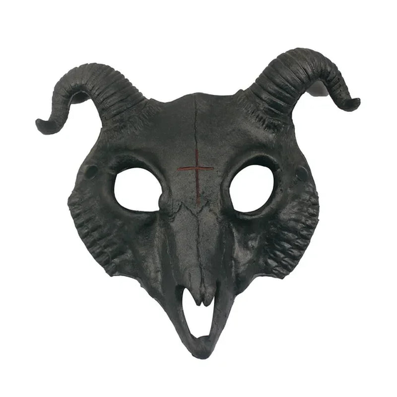 Demon Mask Halloween Masquerade Horror Sheep Skull Horn Head Mask Ram Horn Goat Skull Mask Halloween Party Cosplay Costume Decor