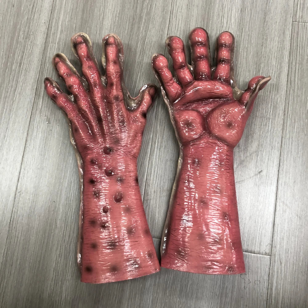 Animal Frog Lizard Latex Mask Gloves Cosplay Funny Reptile Alien Latex Helmet Halloween Carnival Party Costume Props Gifts