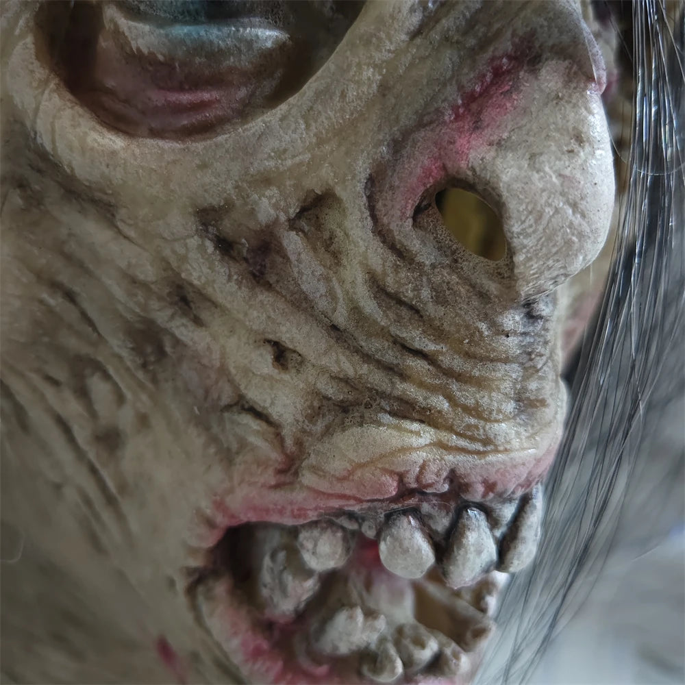 Halloween Scary Zombie Mask Realistic Old Man Mask Horror Walking Dead Female Zombie Full Head Mask Cosplay Horror Costume Props