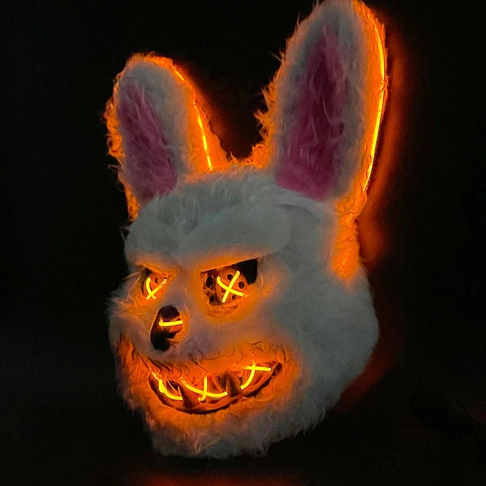NEW LED Light Halloween Cosplay Face Mask Party Show Stage Make-Up Horror Bloody Rabbit Bear Mask Cartoon Carnival Head Cover