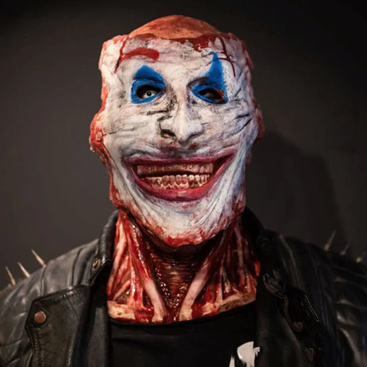 Halloween Scary Skull Joker Mask Cosplay Horror Moveable Mouth Double Layer Skeleton Clown Killer Latex Helmet Party Prop