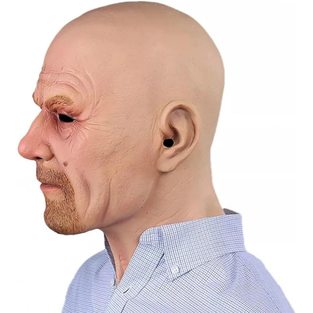 Scary Headgear Full Face Upper Body Party Prop Mr. White Adults 3D Simulation Latex Halloween Handsome Man Spoof Funny Mask