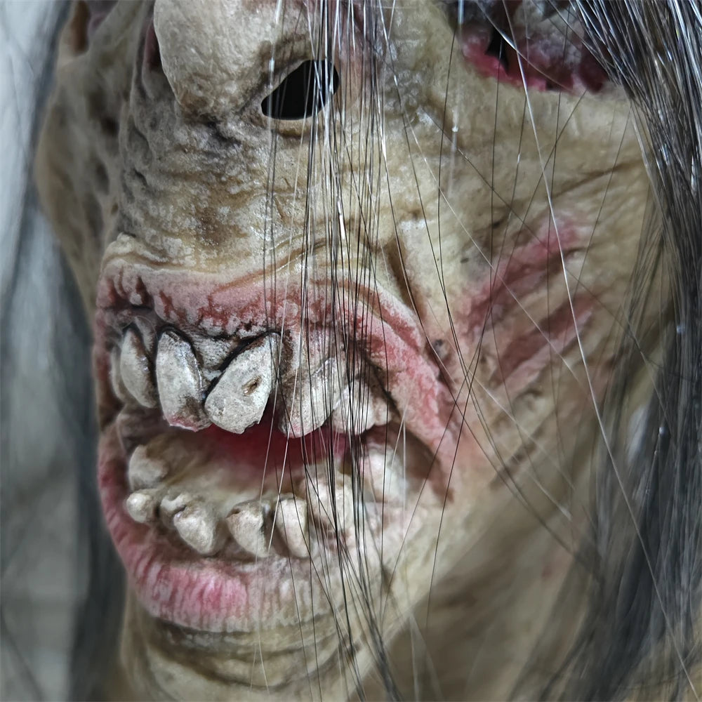 Halloween Scary Zombie Mask Realistic Old Man Mask Horror Walking Dead Female Zombie Full Head Mask Cosplay Horror Costume Props