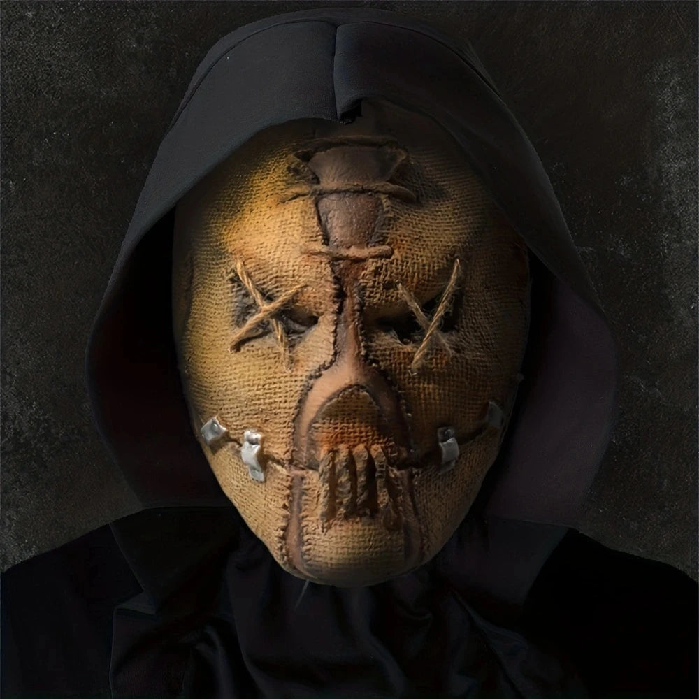 Horror Skull Scar Killer Mask Cosplay Scary Evil Demon Skeleton Scarecrow Latex Helmet Halloween Party Costume Props