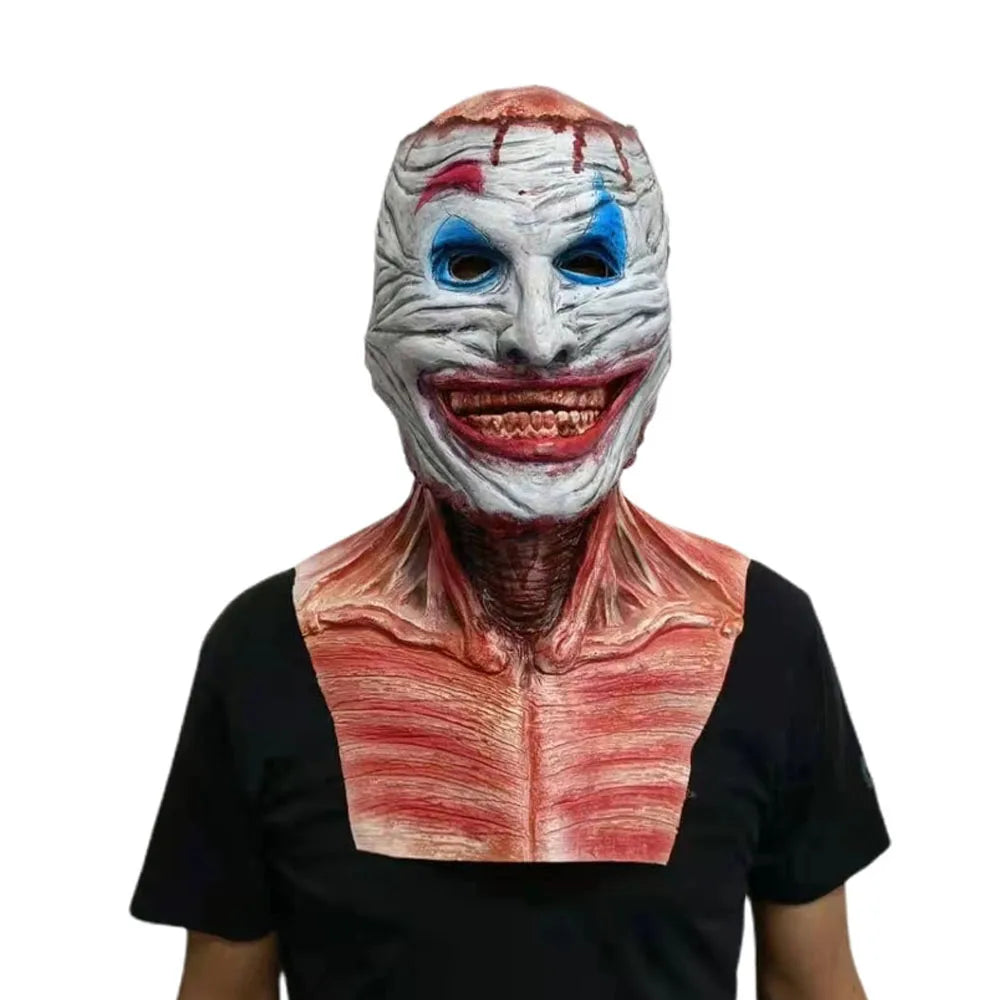 Halloween Scary Skull Joker Mask Cosplay Horror Moveable Mouth Double Layer Skeleton Clown Killer Latex Helmet Party Prop